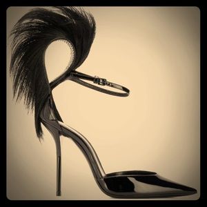 Saint Laurent Jamie fur-trim patent pumps
